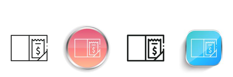 bill icon thin linear regular and button style vector image