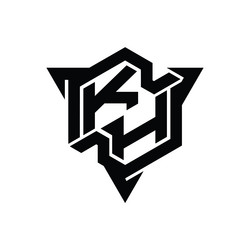 Kh logo monogram hexagon shape with triangle Vector Image