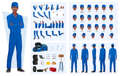 mechanic engineer character creation and animation vector image
