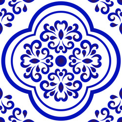 Blue and white tile pattern Royalty Free Vector Image