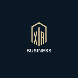 xr initial monogram logo with hexagonal shape vector image