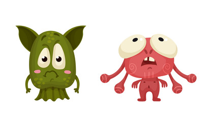 Cute monsters set cartoon mutants characters vector