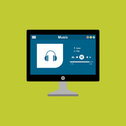 media player application app template with flat vector image