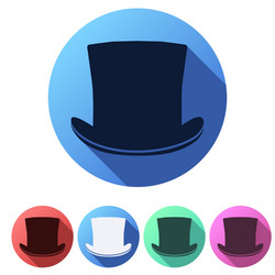 Set flat icons of black gentleman hat cylinder vector