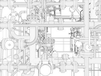 industrial equipment wire-frame render vector