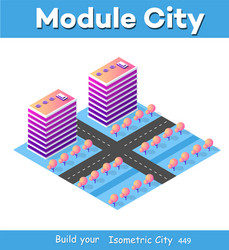 isometric 3d module block district part vector