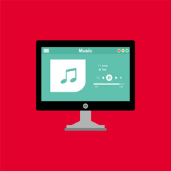 media player application app template with flat vector image