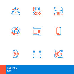 set line blockchain technology bitcoin smart vector image