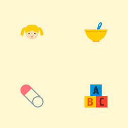 Set of child icons flat style symbols with doll vector