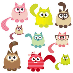 Set of cute cats vector