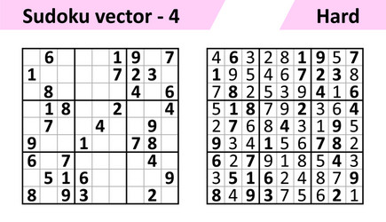 sudoku game with answers simple design set vector image