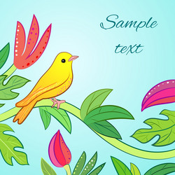 bright yellow orange little tropical forest bird vector