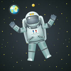 Spaceman fly with many balloons Royalty Free Vector Image