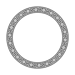 Greek ornament circle frame set meander round Vector Image