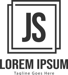 Initial js logo template with modern frame vector