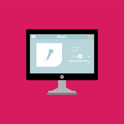media player application app template with flat vector image