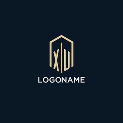 xu initial monogram logo with hexagonal shape vector image
