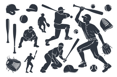 Baseball Throwing Silhouette Set Vector Image