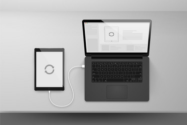 laptop or notebook black design mock up sync data vector image