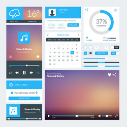 set of flat design ui elements for website vector image