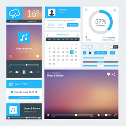 set of flat design ui elements for website vector