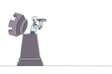 continuous one line drawing a robot emerges from vector image