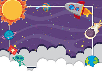 frame template with solar system in background vector image
