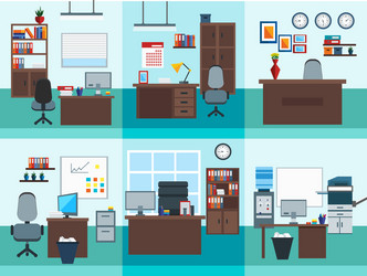 Isometric office workplace icon set Royalty Free Vector