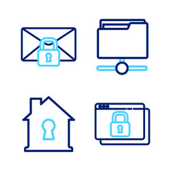 set line secure your site with https ssl house vector image