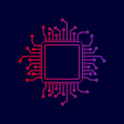 Cpu microprocessor line icon vector