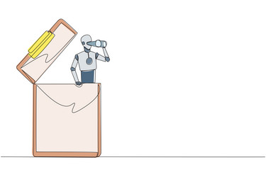 single continuous line drawing a smart robot vector image