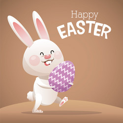 Happy easter card cute bunny egg decorative vector