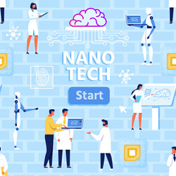 Nano tech lab and scientists seamless pattern vector