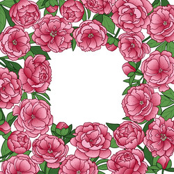 Peony Floral Frame Vector Image