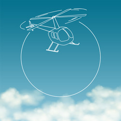 helicopter on background of cloudy sky with space vector