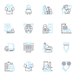 Shipment linear icons set delivery transport vector