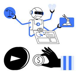 ai robot multitasking with robotics healthcare vector image