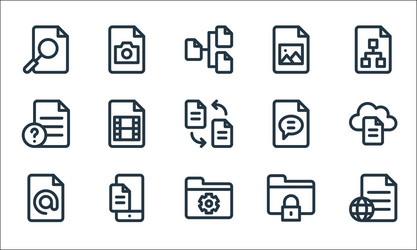 document and files line icons linear set quality vector image