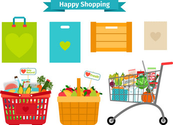 Happy shopping concept only fresh and natural vector