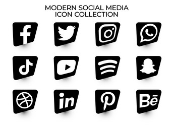 modern social media black icon collection Vector Image
