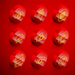 set line cloud and shield binary code network vector image