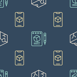 set line isometric cube 3d printer software vector image