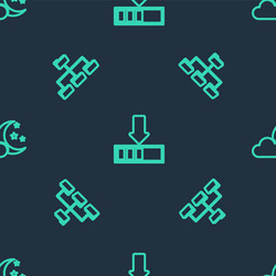 set line loading folder tree and cloud with moon vector image