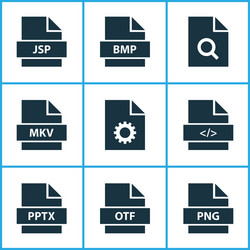 types icons set with directory software search vector image