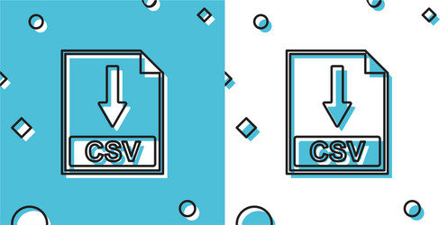 black csv file document icon download button vector image
