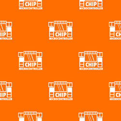 Chip microcontroller pattern orange vector