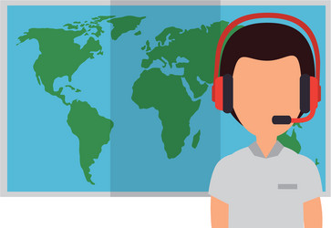 logistic worker with headset and map vector image