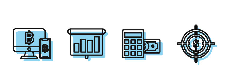 set line calculator with dollar computer monitor vector image