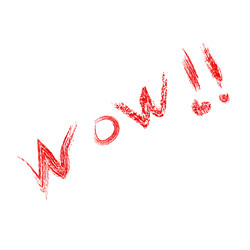 simple sketch with red crayon wow isolated vector image