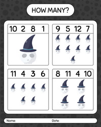 how many counting game with skull worksheet vector image